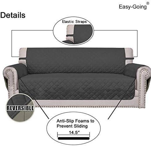 image:imageEasyGoing Reversible Oversized Couch Cover for 3 Cushion Couch Sofa Cover for Dogs Water Resistant Furniture Protector Cover with Foam Sticks for Pet Oversized Sofa GrayLight GrayDarkgrayBeige