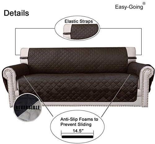 image:imageEasyGoing Reversible Oversized Couch Cover for 3 Cushion Couch Sofa Cover for Dogs Water Resistant Furniture Protector Cover with Foam Sticks for Pet Oversized Sofa GrayLight GrayChocolateBeige