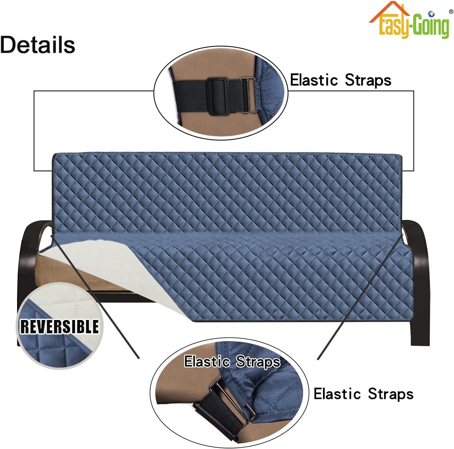 image:imageEasyGoing Reversible Oversized Couch Cover for 3 Cushion Couch Sofa Cover for Dogs Water Resistant Furniture Protector Cover with Foam Sticks for Pet Oversized Sofa GrayLight GrayDark BlueIvory