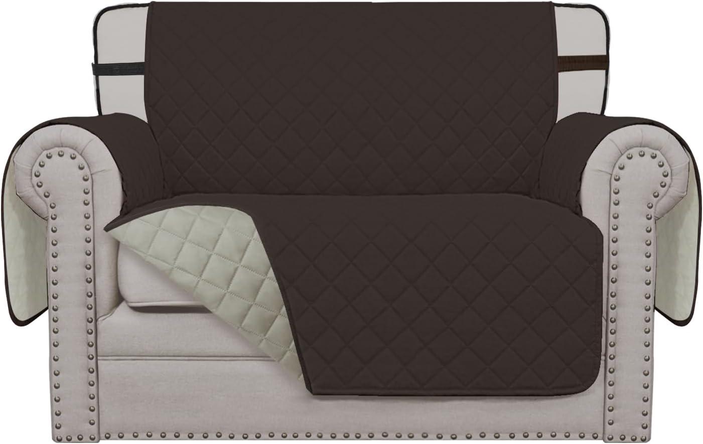 image:imageEasyGoing Reversible Oversized Couch Cover for 3 Cushion Couch Sofa Cover for Dogs Water Resistant Furniture Protector Cover with Foam Sticks for Pet Oversized Sofa GrayLight GrayChocolateBeige