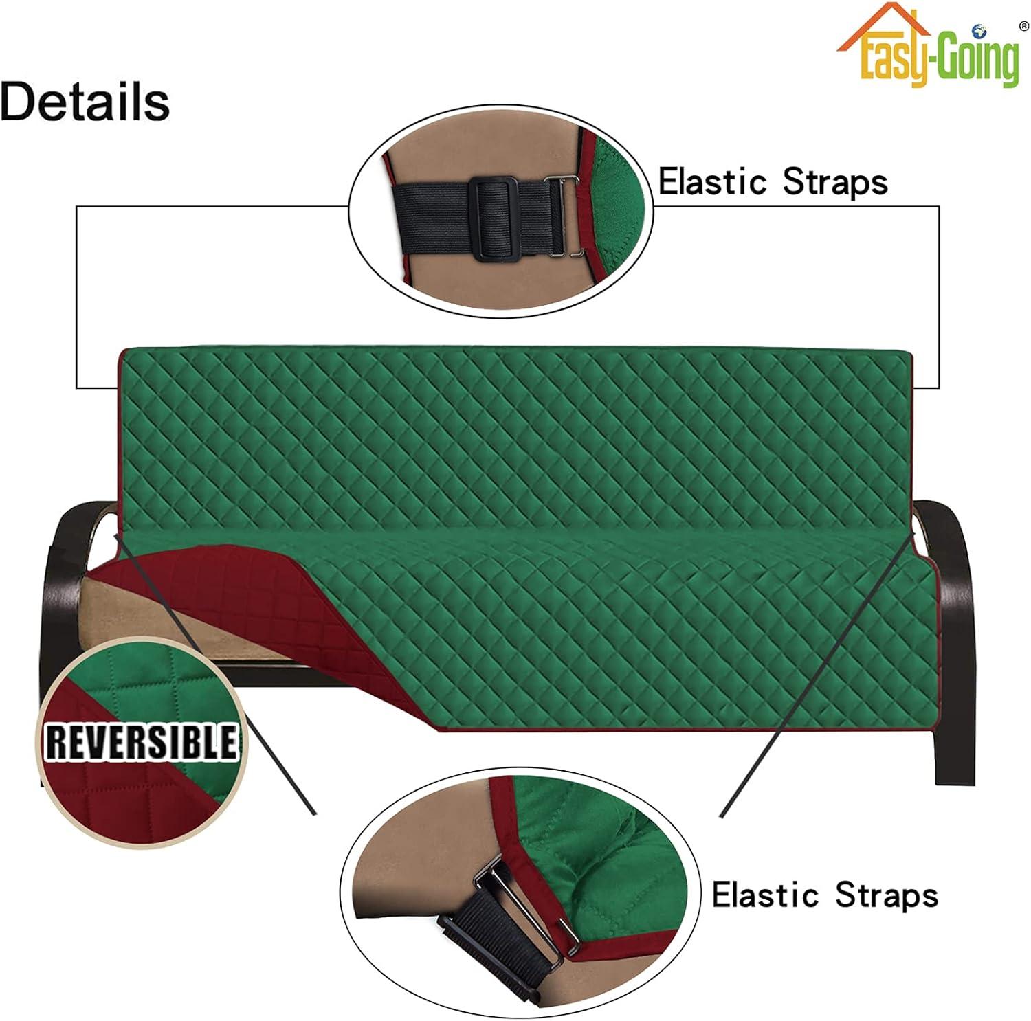 image:imageEasyGoing Reversible Oversized Couch Cover for 3 Cushion Couch Sofa Cover for Dogs Water Resistant Furniture Protector Cover with Foam Sticks for Pet Oversized Sofa GrayLight GrayGreenChristmas Red
