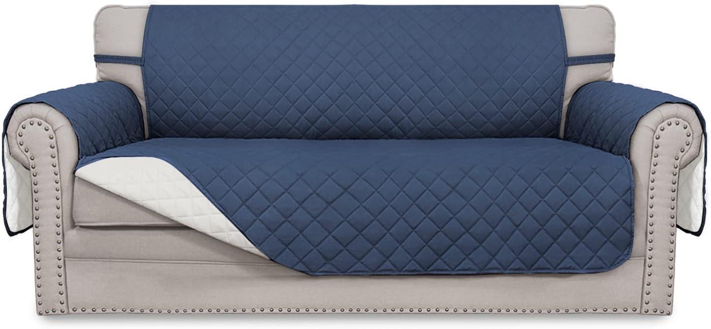 image:imageEasyGoing Reversible Oversized Couch Cover for 3 Cushion Couch Sofa Cover for Dogs Water Resistant Furniture Protector Cover with Foam Sticks for Pet Oversized Sofa GrayLight GrayDark BlueIvory