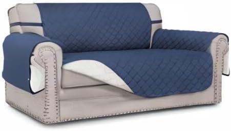 image:imageEasyGoing Reversible Oversized Couch Cover for 3 Cushion Couch Sofa Cover for Dogs Water Resistant Furniture Protector Cover with Foam Sticks for Pet Oversized Sofa GrayLight GrayDark BlueIvory