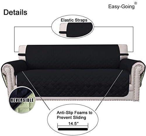 image:imageEasyGoing Reversible Oversized Couch Cover for 3 Cushion Couch Sofa Cover for Dogs Water Resistant Furniture Protector Cover with Foam Sticks for Pet Oversized Sofa GrayLight GrayBlackBeige