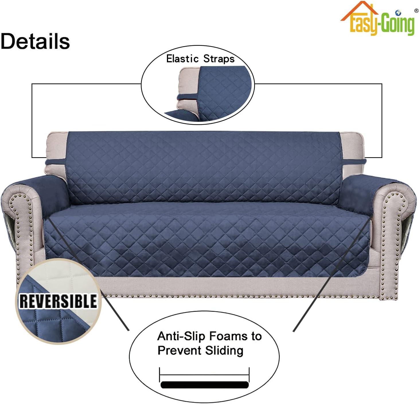 image:imageEasyGoing Reversible Oversized Couch Cover for 3 Cushion Couch Sofa Cover for Dogs Water Resistant Furniture Protector Cover with Foam Sticks for Pet Oversized Sofa GrayLight GrayDark BlueIvory