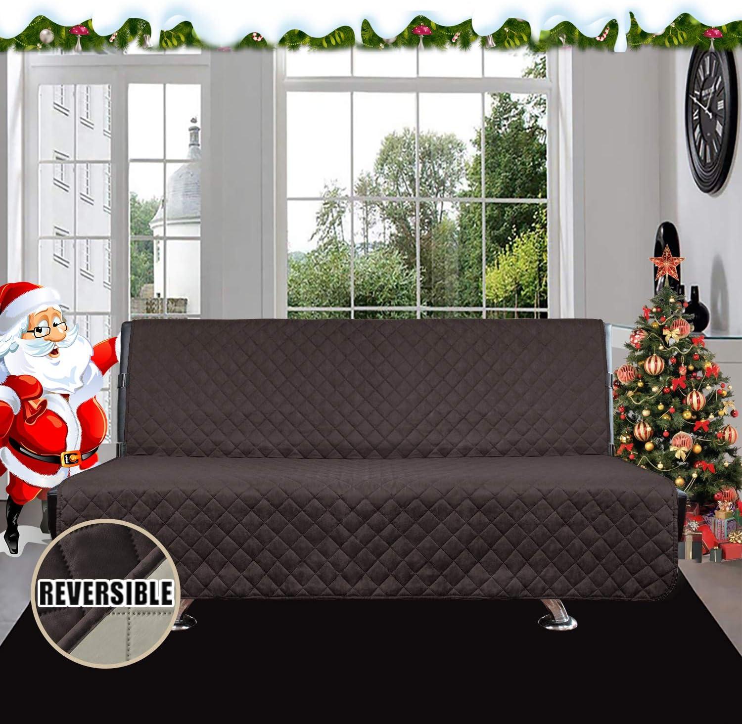 image:imageEasyGoing Reversible Oversized Couch Cover for 3 Cushion Couch Sofa Cover for Dogs Water Resistant Furniture Protector Cover with Foam Sticks for Pet Oversized Sofa GrayLight GrayChocolateBeige