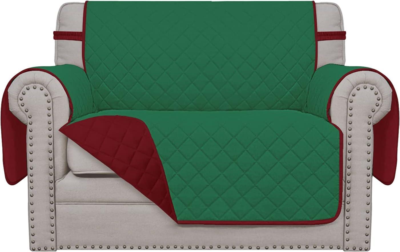 image:imageEasyGoing Reversible Oversized Couch Cover for 3 Cushion Couch Sofa Cover for Dogs Water Resistant Furniture Protector Cover with Foam Sticks for Pet Oversized Sofa GrayLight GrayGreenChristmas Red