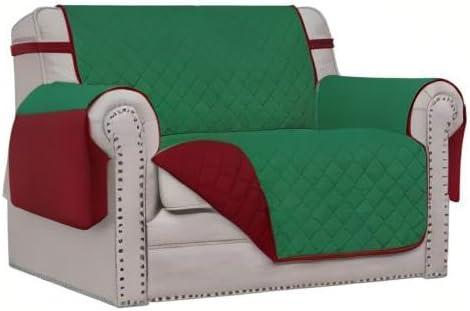 image:imageEasyGoing Reversible Oversized Couch Cover for 3 Cushion Couch Sofa Cover for Dogs Water Resistant Furniture Protector Cover with Foam Sticks for Pet Oversized Sofa GrayLight GrayGreenChristmas Red