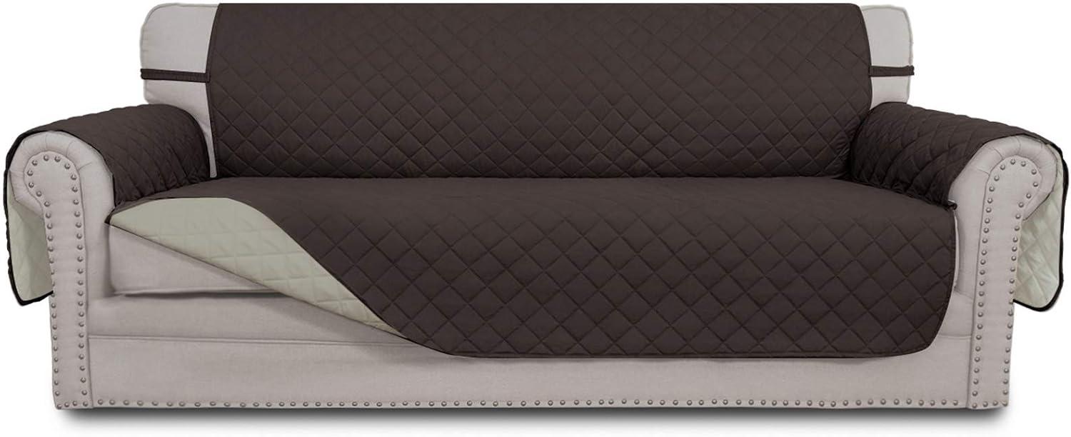 image:imageEasyGoing Reversible Oversized Couch Cover for 3 Cushion Couch Sofa Cover for Dogs Water Resistant Furniture Protector Cover with Foam Sticks for Pet Oversized Sofa GrayLight GrayChocolateBeige