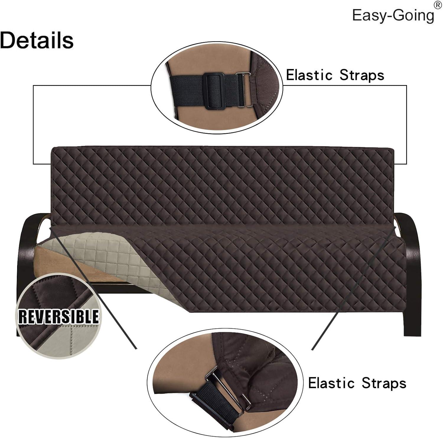 image:imageEasyGoing Reversible Oversized Couch Cover for 3 Cushion Couch Sofa Cover for Dogs Water Resistant Furniture Protector Cover with Foam Sticks for Pet Oversized Sofa GrayLight GrayChocolateBeige