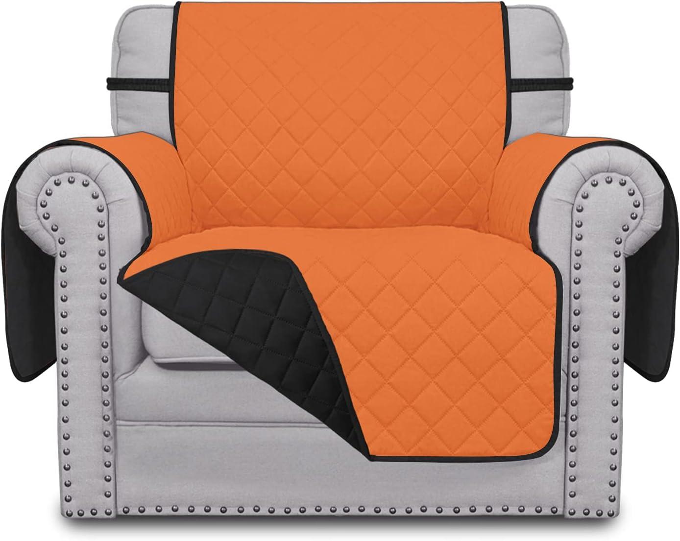 image:imageEasyGoing Reversible Oversized Couch Cover for 3 Cushion Couch Sofa Cover for Dogs Water Resistant Furniture Protector Cover with Foam Sticks for Pet Oversized Sofa GrayLight GrayOrangeBlack