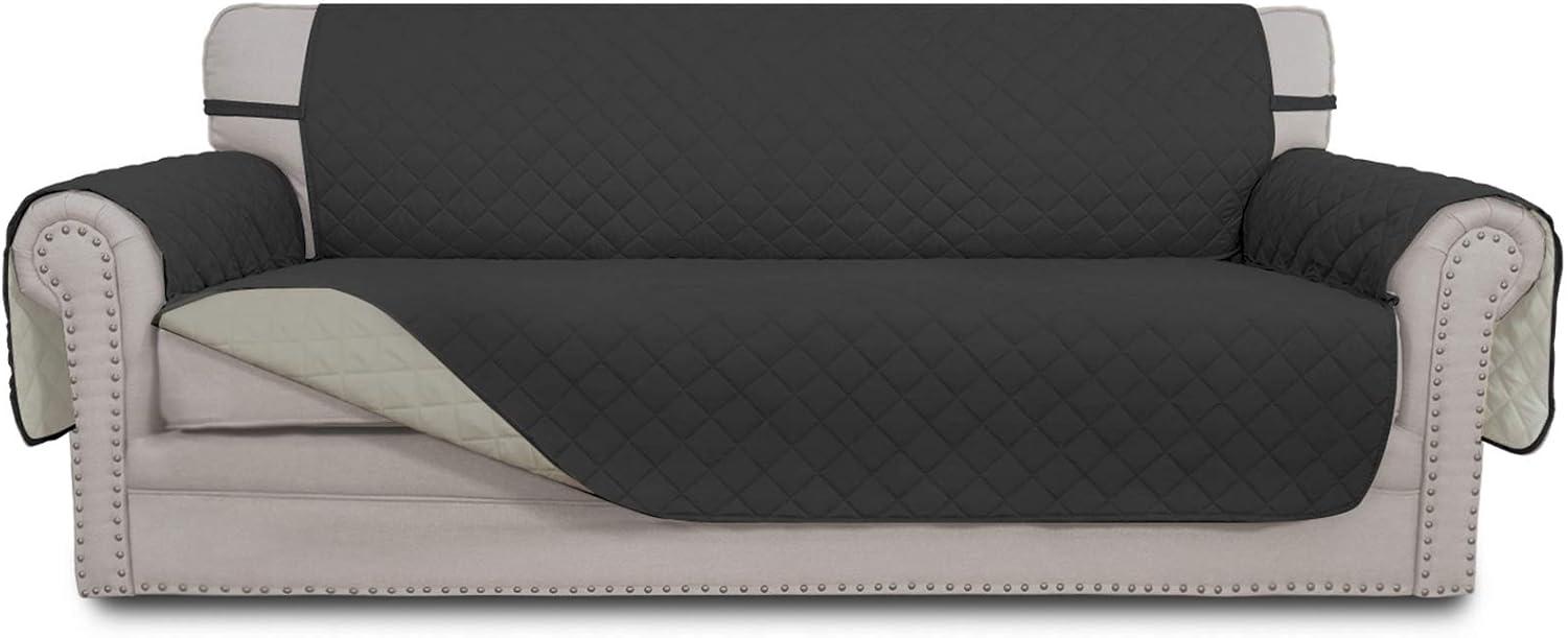 image:imageEasyGoing Reversible Oversized Couch Cover for 3 Cushion Couch Sofa Cover for Dogs Water Resistant Furniture Protector Cover with Foam Sticks for Pet Oversized Sofa GrayLight GrayDarkgrayBeige