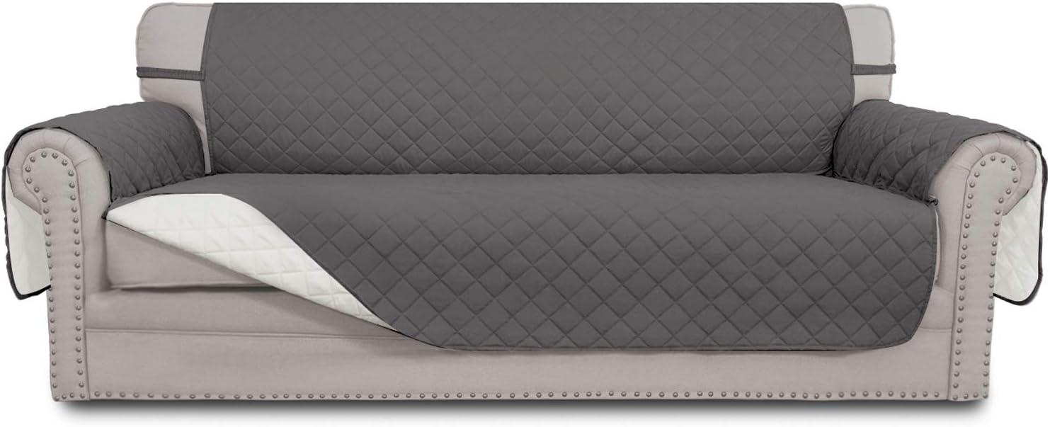 image:imageEasyGoing Reversible Oversized Couch Cover for 3 Cushion Couch Sofa Cover for Dogs Water Resistant Furniture Protector Cover with Foam Sticks for Pet Oversized Sofa GrayLight GrayGrayIvory