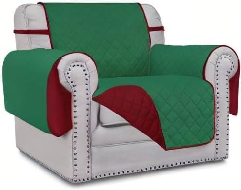 image:imageEasyGoing Reversible Oversized Couch Cover for 3 Cushion Couch Sofa Cover for Dogs Water Resistant Furniture Protector Cover with Foam Sticks for Pet Oversized Sofa GrayLight GrayGreenChristmas Red