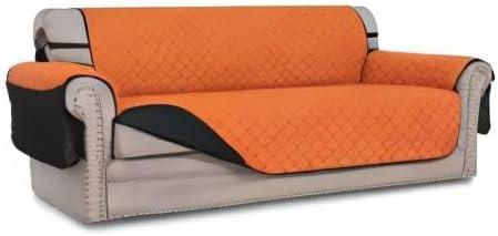 image:imageEasyGoing Reversible Oversized Couch Cover for 3 Cushion Couch Sofa Cover for Dogs Water Resistant Furniture Protector Cover with Foam Sticks for Pet Oversized Sofa GrayLight GrayOrangeBlack