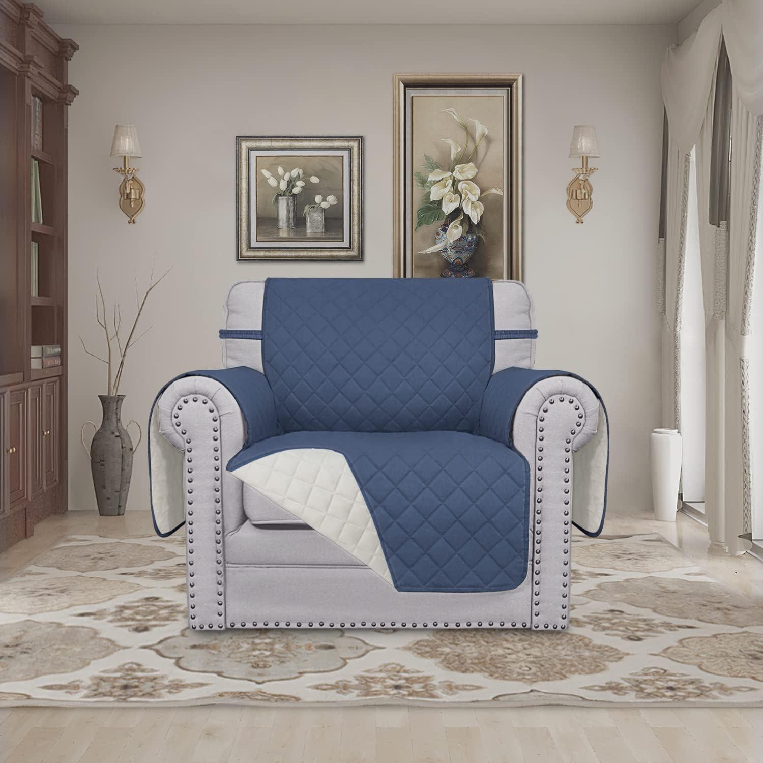 image:imageEasyGoing Reversible Oversized Couch Cover for 3 Cushion Couch Sofa Cover for Dogs Water Resistant Furniture Protector Cover with Foam Sticks for Pet Oversized Sofa GrayLight GrayDark BlueIvory