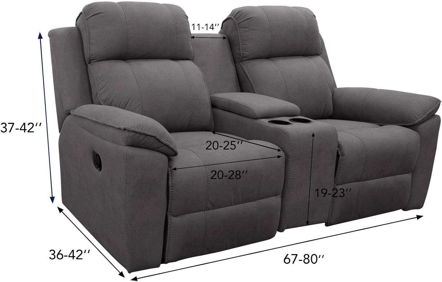 image:imageEasyGoing Stretch Recliner Loveseat Cover with Center Console Sofa Slipcover Soft Fitted Fleece 2 Seats Couch with Holder and Storage Washable Furniture Protector ChocolateWine