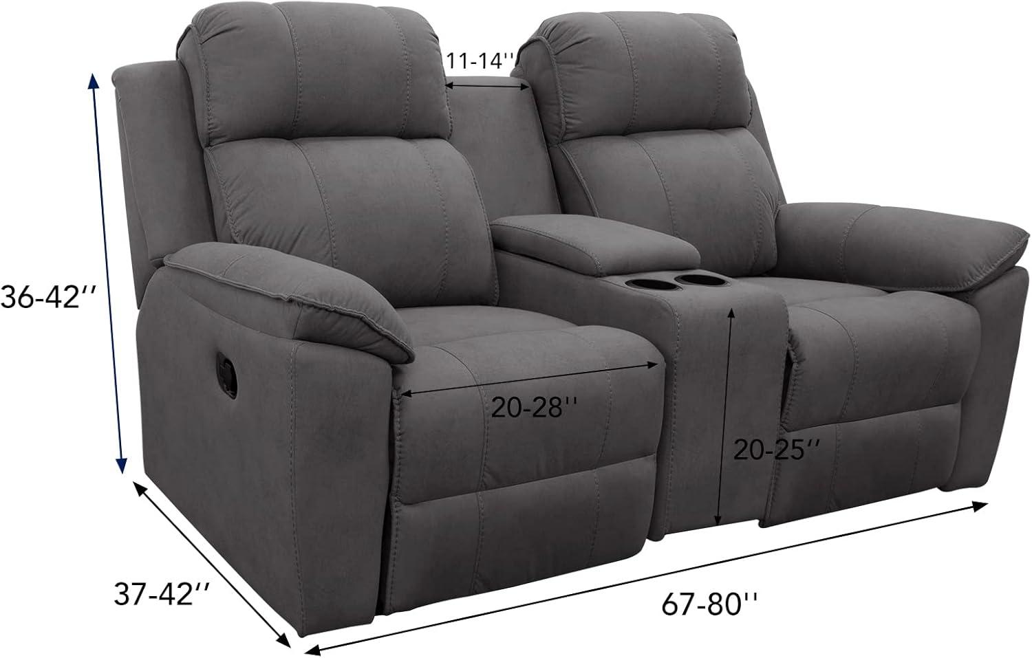 image:imageEasyGoing Stretch Recliner Loveseat Cover with Center Console Sofa Slipcover Soft Fitted Fleece 2 Seats Couch with Holder and Storage Washable Furniture Protector ChocolateChocolate