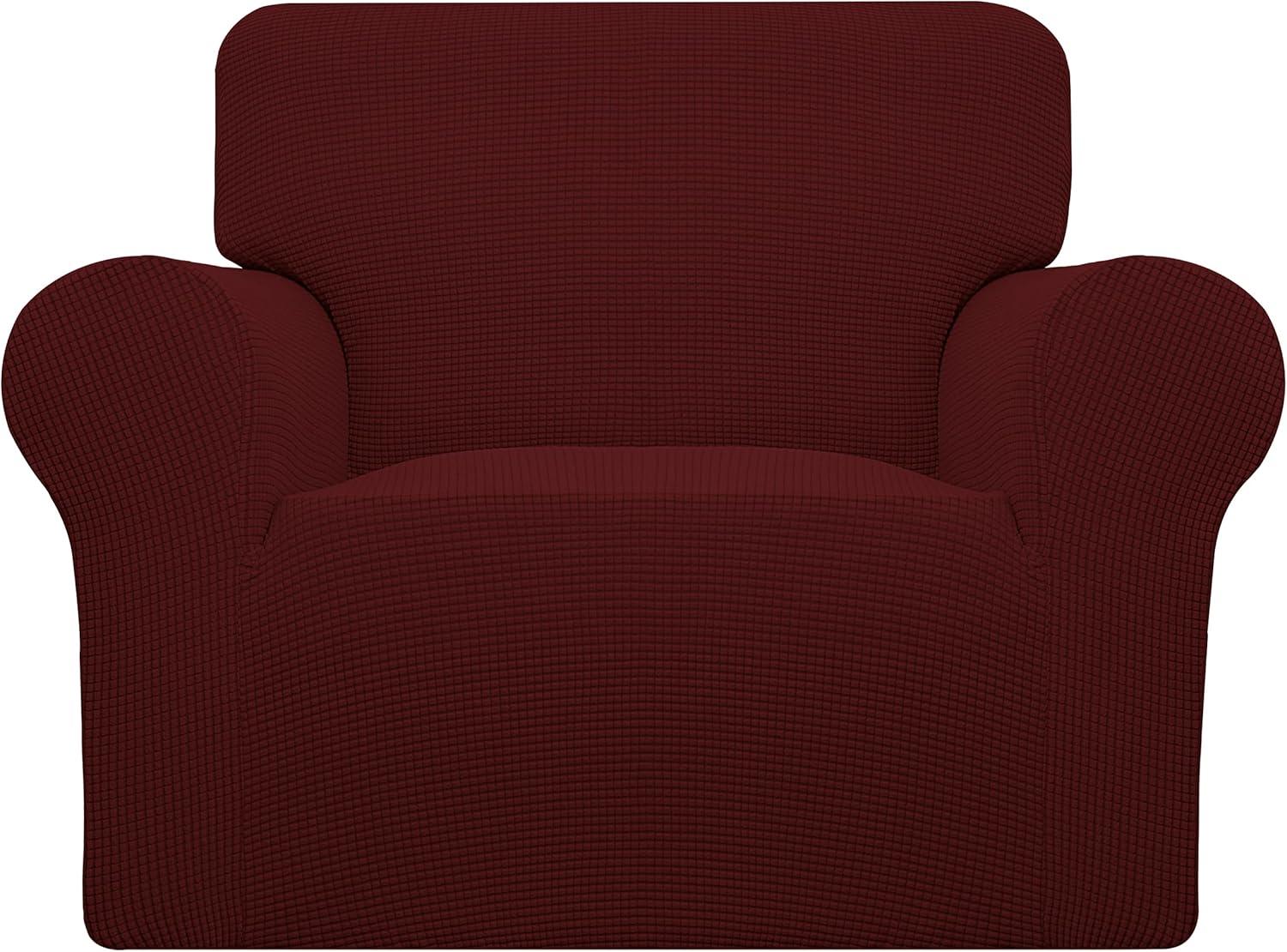 image:imageEasyGoing Stretch Sofa Slipcover 1Piece Sofa Cover Furniture Protector Couch Soft with Elastic Bottom for Kids Polyester Spandex Jacquard Fabric Small Checks Sofa Dark GrayWine