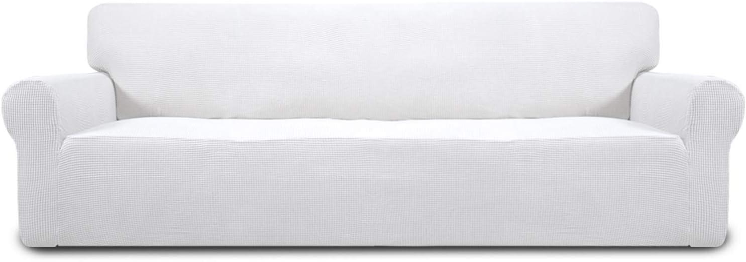 image:imageEasyGoing Stretch Sofa Slipcover 1Piece Sofa Cover Furniture Protector Couch Soft with Elastic Bottom for Kids Polyester Spandex Jacquard Fabric Small Checks Sofa Dark GraySnow White