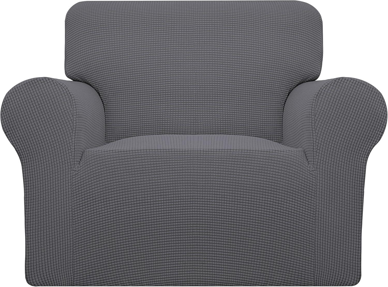 image:imageEasyGoing Stretch Sofa Slipcover 1Piece Sofa Cover Furniture Protector Couch Soft with Elastic Bottom for Kids Polyester Spandex Jacquard Fabric Small Checks Sofa Dark GrayGrey