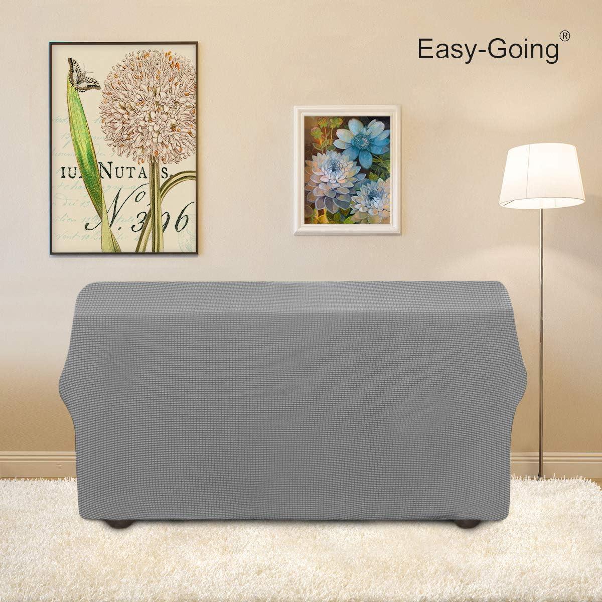 image:imageEasyGoing Stretch Sofa Slipcover 1Piece Sofa Cover Furniture Protector Couch Soft with Elastic Bottom for Kids Polyester Spandex Jacquard Fabric Small Checks Sofa Dark GrayLight Gray