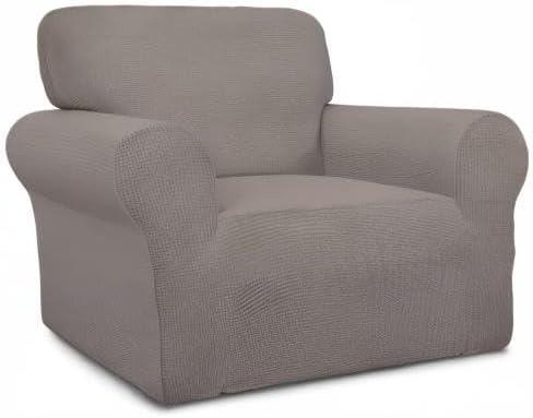 image:imageEasyGoing Stretch Sofa Slipcover 1Piece Sofa Cover Furniture Protector Couch Soft with Elastic Bottom for Kids Polyester Spandex Jacquard Fabric Small Checks Sofa Dark GrayTaupe