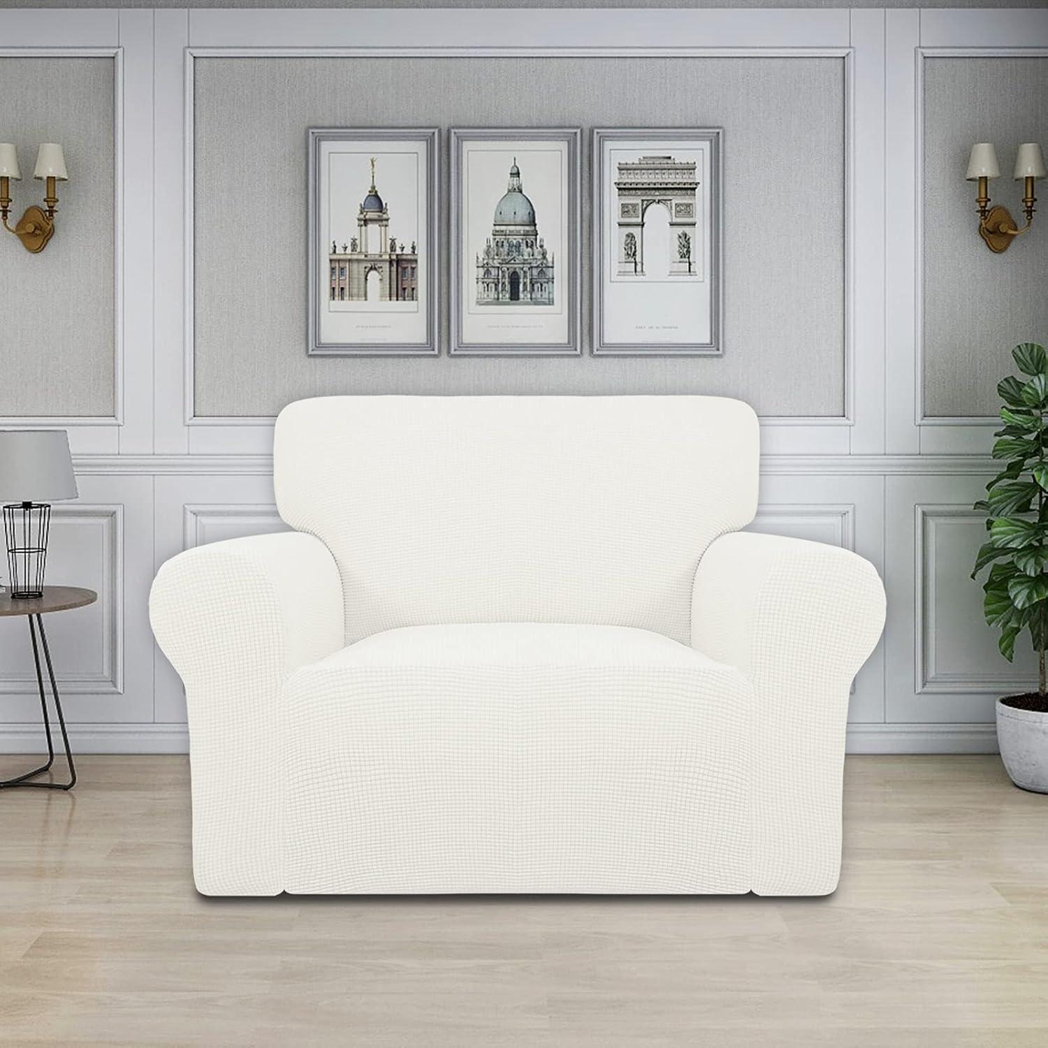 image:imageEasyGoing Stretch Sofa Slipcover 1Piece Sofa Cover Furniture Protector Couch Soft with Elastic Bottom for Kids Polyester Spandex Jacquard Fabric Small Checks Sofa Dark GrayCream