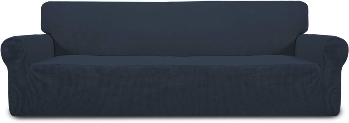 image:imageEasyGoing Stretch Sofa Slipcover 1Piece Sofa Cover Furniture Protector Couch Soft with Elastic Bottom for Kids Polyester Spandex Jacquard Fabric Small Checks Sofa Dark GrayDark Blue