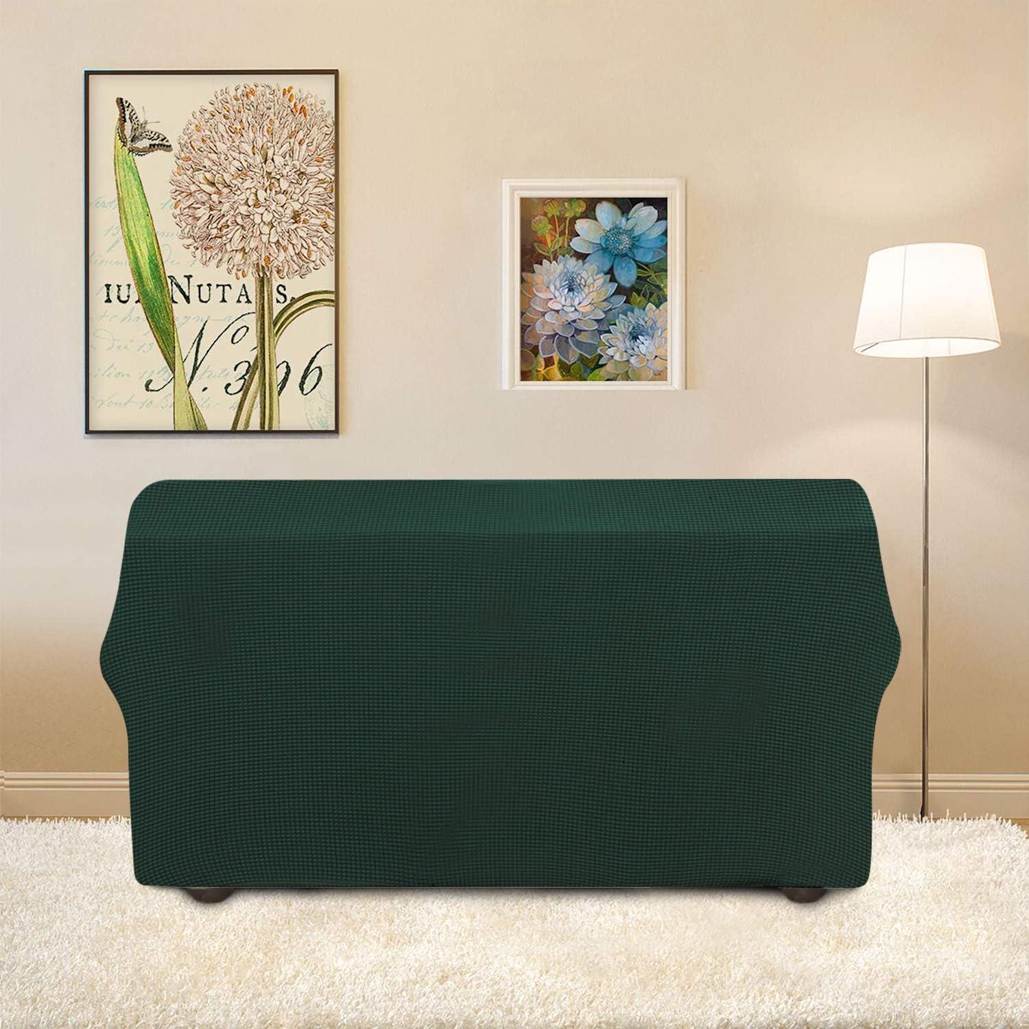 image:imageEasyGoing Stretch Sofa Slipcover 1Piece Sofa Cover Furniture Protector Couch Soft with Elastic Bottom for Kids Polyester Spandex Jacquard Fabric Small Checks Sofa Dark GrayDark Green