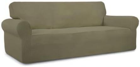 image:imageEasyGoing Stretch Sofa Slipcover 1Piece Sofa Cover Furniture Protector Couch Soft with Elastic Bottom for Kids Polyester Spandex Jacquard Fabric Small Checks Sofa Dark GrayKhaki