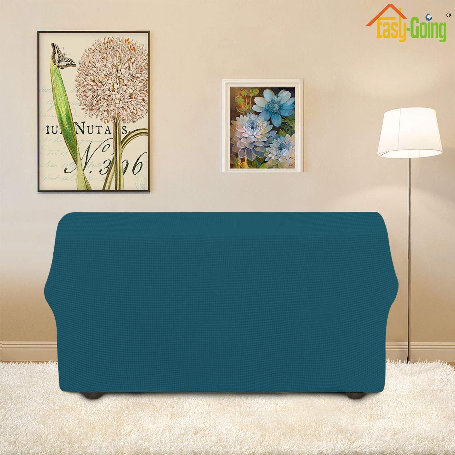 image:imageEasyGoing Stretch Sofa Slipcover 1Piece Sofa Cover Furniture Protector Couch Soft with Elastic Bottom for Kids Polyester Spandex Jacquard Fabric Small Checks Sofa Dark GrayPeacock Blue