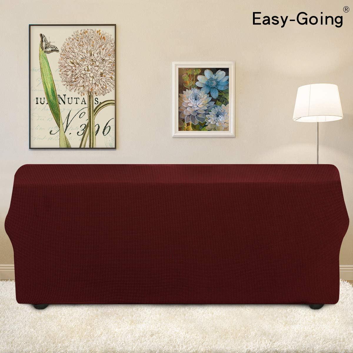 image:imageEasyGoing Stretch Sofa Slipcover 1Piece Sofa Cover Furniture Protector Couch Soft with Elastic Bottom for Kids Polyester Spandex Jacquard Fabric Small Checks Sofa Dark GrayWine