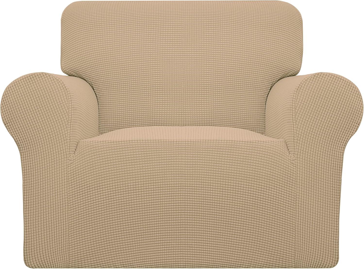 image:imageEasyGoing Stretch Sofa Slipcover 1Piece Sofa Cover Furniture Protector Couch Soft with Elastic Bottom for Kids Polyester Spandex Jacquard Fabric Small Checks Sofa Dark GraySand
