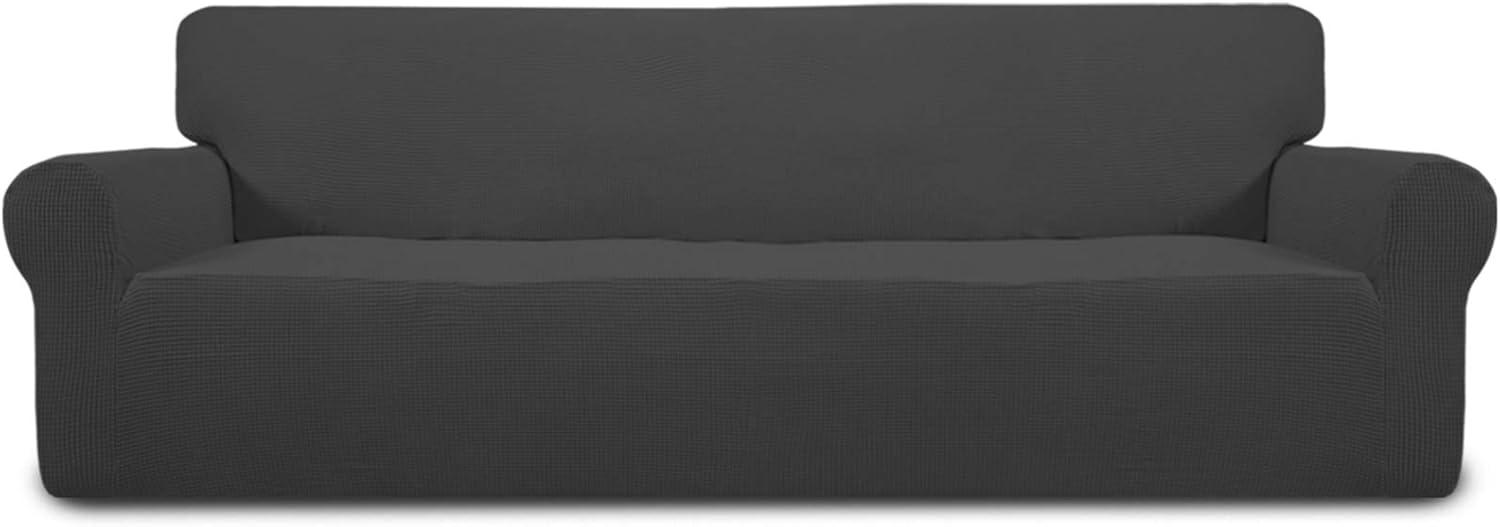 image:imageEasyGoing Stretch Sofa Slipcover 1Piece Sofa Cover Furniture Protector Couch Soft with Elastic Bottom for Kids Polyester Spandex Jacquard Fabric Small Checks Sofa Dark GrayDark Gray