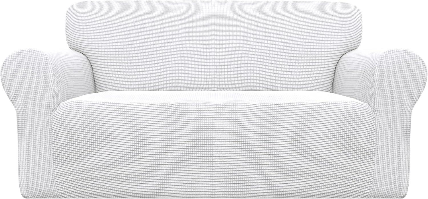 image:imageEasyGoing Stretch Sofa Slipcover 1Piece Sofa Cover Furniture Protector Couch Soft with Elastic Bottom for Kids Polyester Spandex Jacquard Fabric Small Checks Sofa Dark GraySnow White
