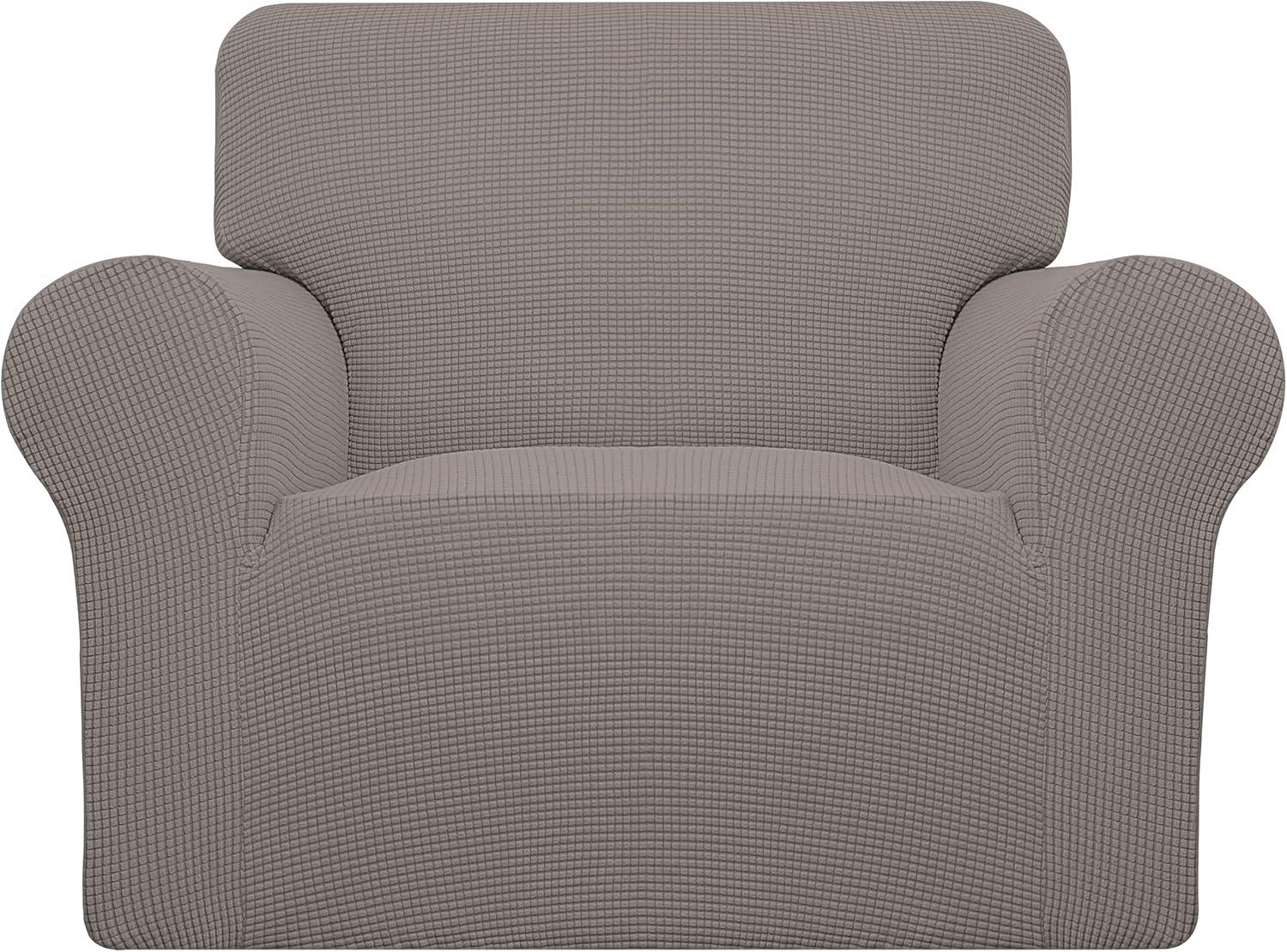 image:imageEasyGoing Stretch Sofa Slipcover 1Piece Sofa Cover Furniture Protector Couch Soft with Elastic Bottom for Kids Polyester Spandex Jacquard Fabric Small Checks Sofa Dark GrayTaupe