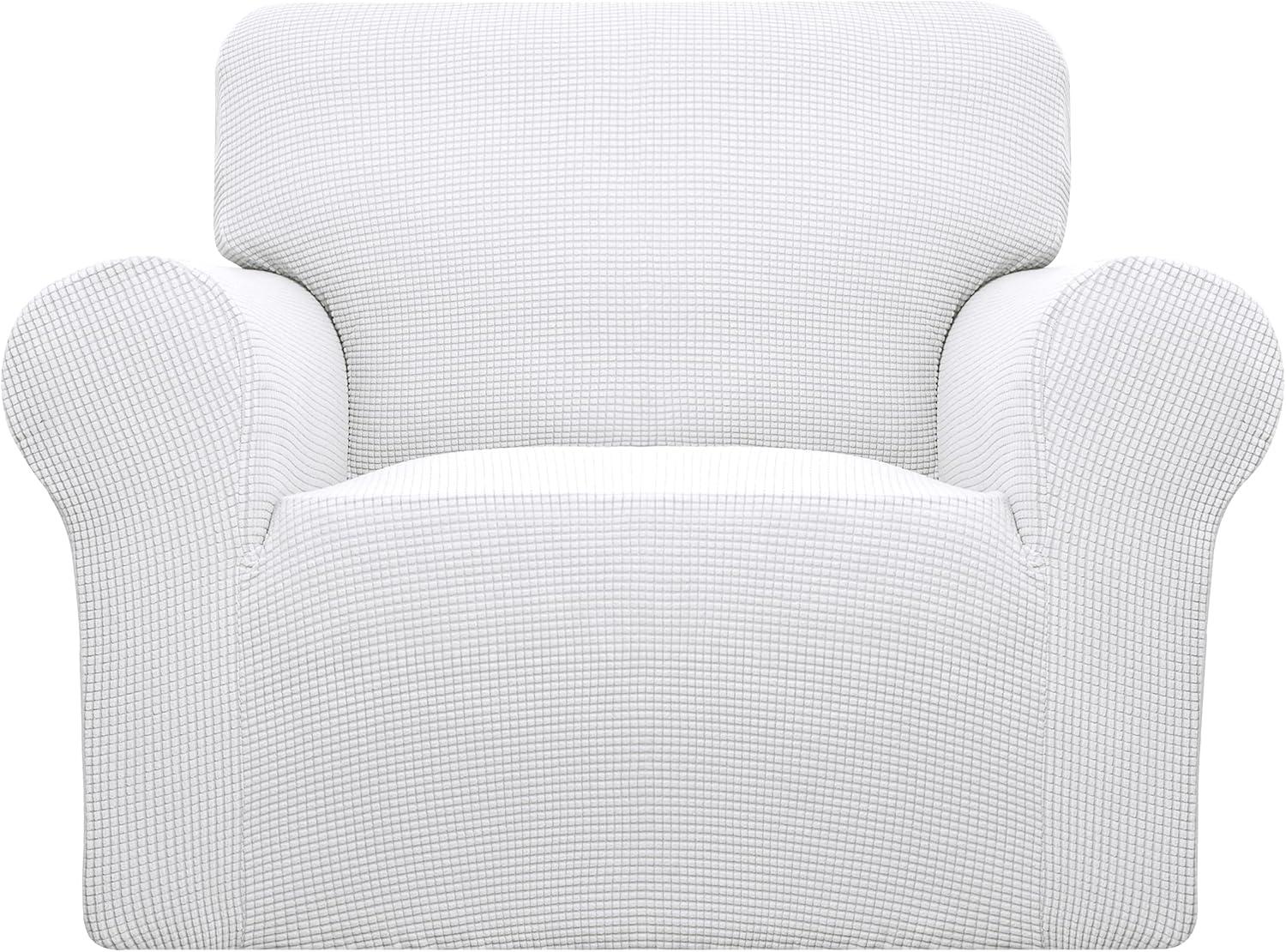 image:imageEasyGoing Stretch Sofa Slipcover 1Piece Sofa Cover Furniture Protector Couch Soft with Elastic Bottom for Kids Polyester Spandex Jacquard Fabric Small Checks Sofa Dark GraySnow White