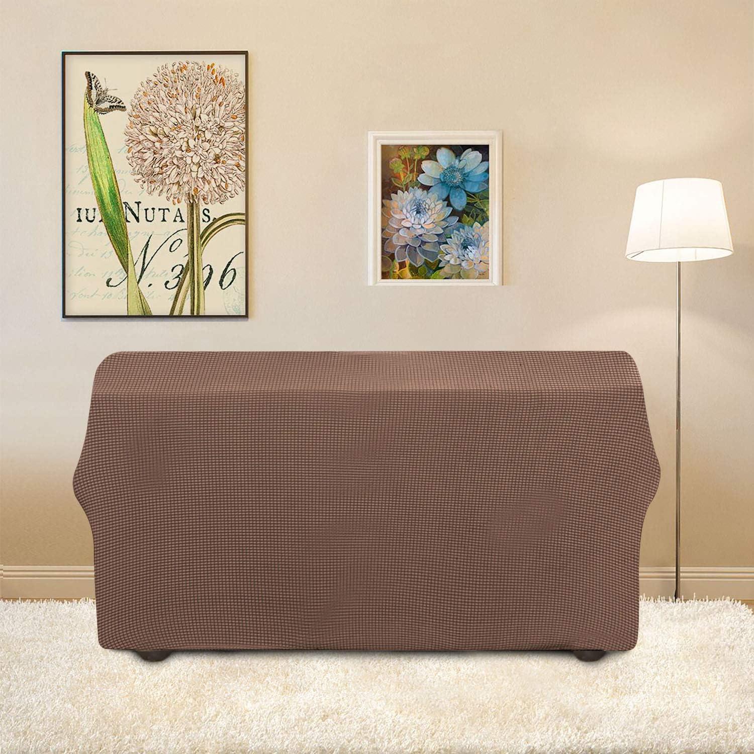 image:imageEasyGoing Stretch Sofa Slipcover 1Piece Sofa Cover Furniture Protector Couch Soft with Elastic Bottom for Kids Polyester Spandex Jacquard Fabric Small Checks Sofa Dark GrayBrown