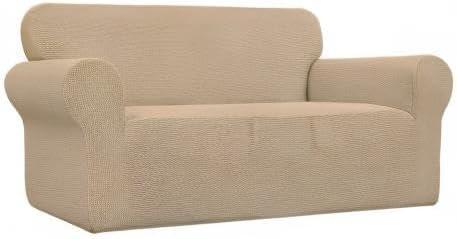 image:imageEasyGoing Stretch Sofa Slipcover 1Piece Sofa Cover Furniture Protector Couch Soft with Elastic Bottom for Kids Polyester Spandex Jacquard Fabric Small Checks Sofa Dark GraySand