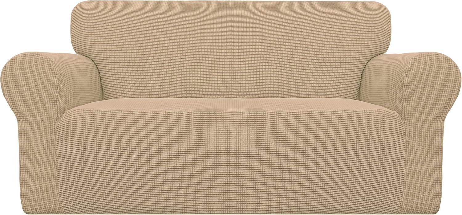 image:imageEasyGoing Stretch Sofa Slipcover 1Piece Sofa Cover Furniture Protector Couch Soft with Elastic Bottom for Kids Polyester Spandex Jacquard Fabric Small Checks Sofa Dark GraySand