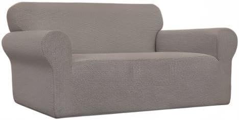 image:imageEasyGoing Stretch Sofa Slipcover 1Piece Sofa Cover Furniture Protector Couch Soft with Elastic Bottom for Kids Polyester Spandex Jacquard Fabric Small Checks Sofa Dark GrayTaupe