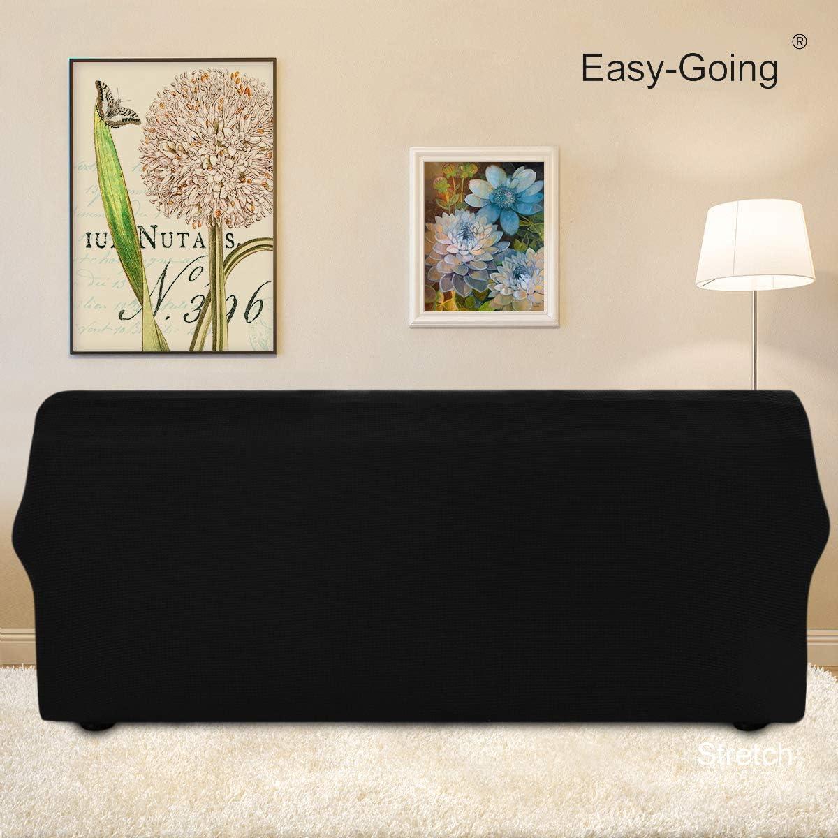 image:imageEasyGoing Stretch Sofa Slipcover 1Piece Sofa Cover Furniture Protector Couch Soft with Elastic Bottom for Kids Polyester Spandex Jacquard Fabric Small Checks Sofa Dark GrayBlack
