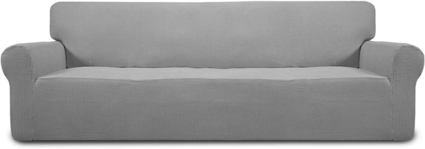 image:imageEasyGoing Stretch Sofa Slipcover 1Piece Sofa Cover Furniture Protector Couch Soft with Elastic Bottom for Kids Polyester Spandex Jacquard Fabric Small Checks Sofa Dark GrayLight Gray