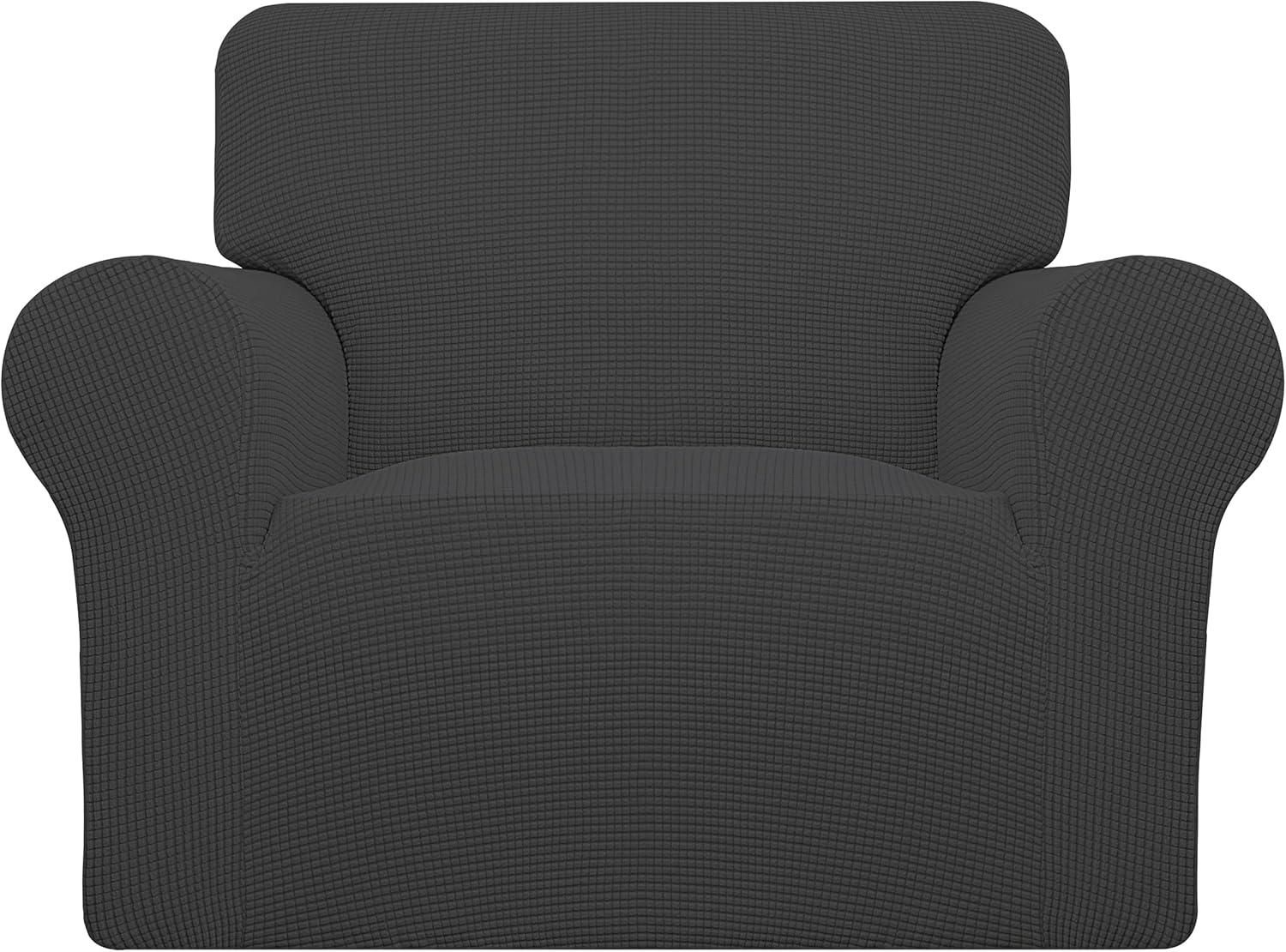image:imageEasyGoing Stretch Sofa Slipcover 1Piece Sofa Cover Furniture Protector Couch Soft with Elastic Bottom for Kids Polyester Spandex Jacquard Fabric Small Checks Sofa Dark GrayDark Gray