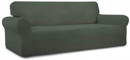 image:imageEasyGoing Stretch Sofa Slipcover 1Piece Sofa Cover Furniture Protector Couch Soft with Elastic Bottom for Kids Polyester Spandex Jacquard Fabric Small Checks Sofa Dark GrayOlive Green