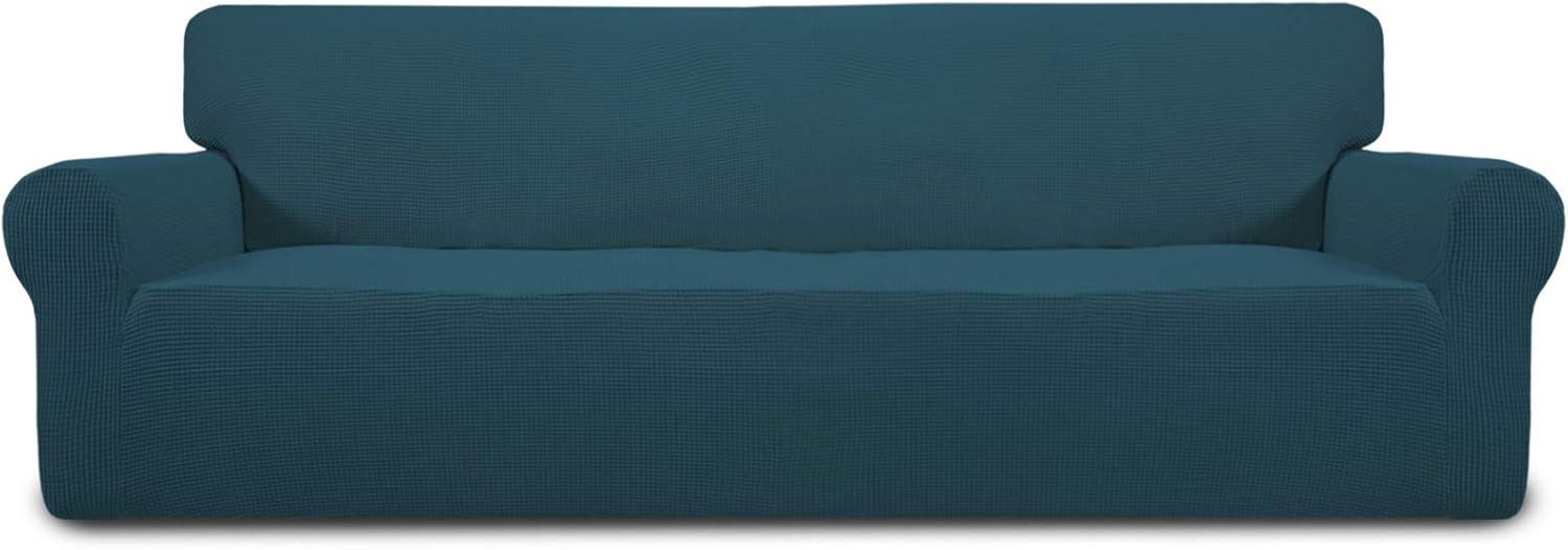 image:imageEasyGoing Stretch Sofa Slipcover 1Piece Sofa Cover Furniture Protector Couch Soft with Elastic Bottom for Kids Polyester Spandex Jacquard Fabric Small Checks Sofa Dark GrayDeep Teal