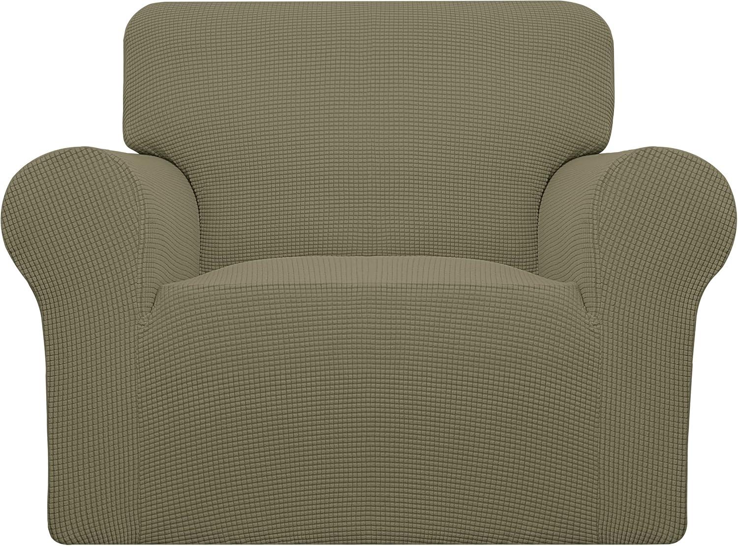 image:imageEasyGoing Stretch Sofa Slipcover 1Piece Sofa Cover Furniture Protector Couch Soft with Elastic Bottom for Kids Polyester Spandex Jacquard Fabric Small Checks Sofa Dark GrayKhaki