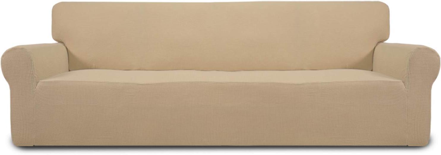 image:imageEasyGoing Stretch Sofa Slipcover 1Piece Sofa Cover Furniture Protector Couch Soft with Elastic Bottom for Kids Polyester Spandex Jacquard Fabric Small Checks Sofa Dark GraySand