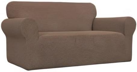 image:imageEasyGoing Stretch Sofa Slipcover 1Piece Sofa Cover Furniture Protector Couch Soft with Elastic Bottom for Kids Polyester Spandex Jacquard Fabric Small Checks Sofa Dark GrayBrown